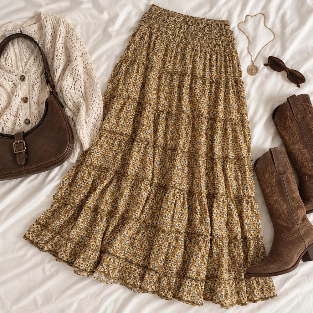 boho floral maxi skirt  boho yellow floral maxi skirt max studio